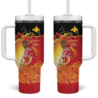 Papua New Guinea Independence Day Tumbler With Handle Happy Anniversary 50th Bird-of-paradise Melanesian Tattoos - Polynesian Pride