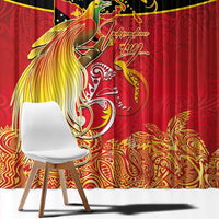 Papua New Guinea Independence Day Window Curtain Happy Anniversary 50th Bird-of-paradise Melanesian Tattoos - Polynesian Pride