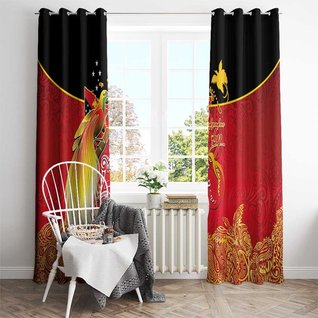 Papua New Guinea Independence Day Window Curtain Happy Anniversary 50th Bird-of-paradise Melanesian Tattoos - Polynesian Pride