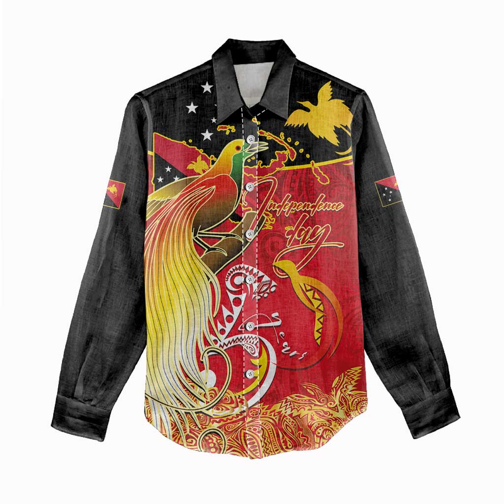 Papua New Guinea Independence Day Women Casual Shirt Happy Anniversary 50th Bird-of-paradise Melanesian Tattoos - Polynesian Pride