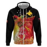 Papua New Guinea Independence Day Zip Hoodie Happy Anniversary 50th Bird-of-paradise Melanesian Tattoos - Polynesian Pride