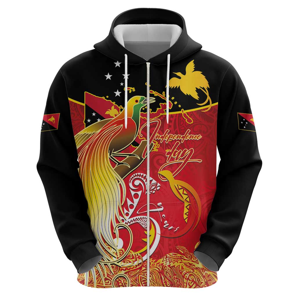 Papua New Guinea Independence Day Zip Hoodie Happy Anniversary 50th Bird-of-paradise Melanesian Tattoos - Polynesian Pride