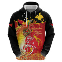 Papua New Guinea Independence Day Zip Hoodie Happy Anniversary 50th Bird-of-paradise Melanesian Tattoos - Polynesian Pride