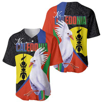 New Caledonia Baseball Jersey Kagu Bird and The Seal with Melanesian Culture - Polynesian Pride