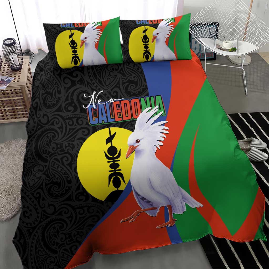 New Caledonia Bedding Set Kagu Bird and The Seal with Melanesian Culture - Polynesian Pride