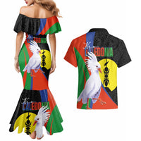 New Caledonia Couples Matching Mermaid Dress and Hawaiian Shirt Kagu Bird and The Seal with Melanesian Culture - Polynesian Pride
