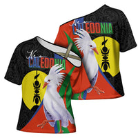 New Caledonia Cross Shoulder Shirt Kagu Bird and The Seal with Melanesian Culture - Polynesian Pride