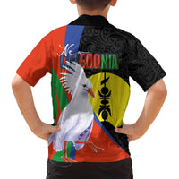 New Caledonia Family Matching Off The Shoulder Long Sleeve Dress and Hawaiian Shirt Kagu Bird and The Seal with Melanesian Culture - Polynesian Pride