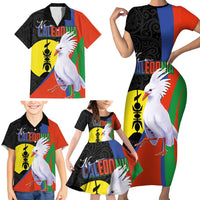 New Caledonia Family Matching Short Sleeve Bodycon Dress and Hawaiian Shirt Kagu Bird and The Seal with Melanesian Culture - Polynesian Pride