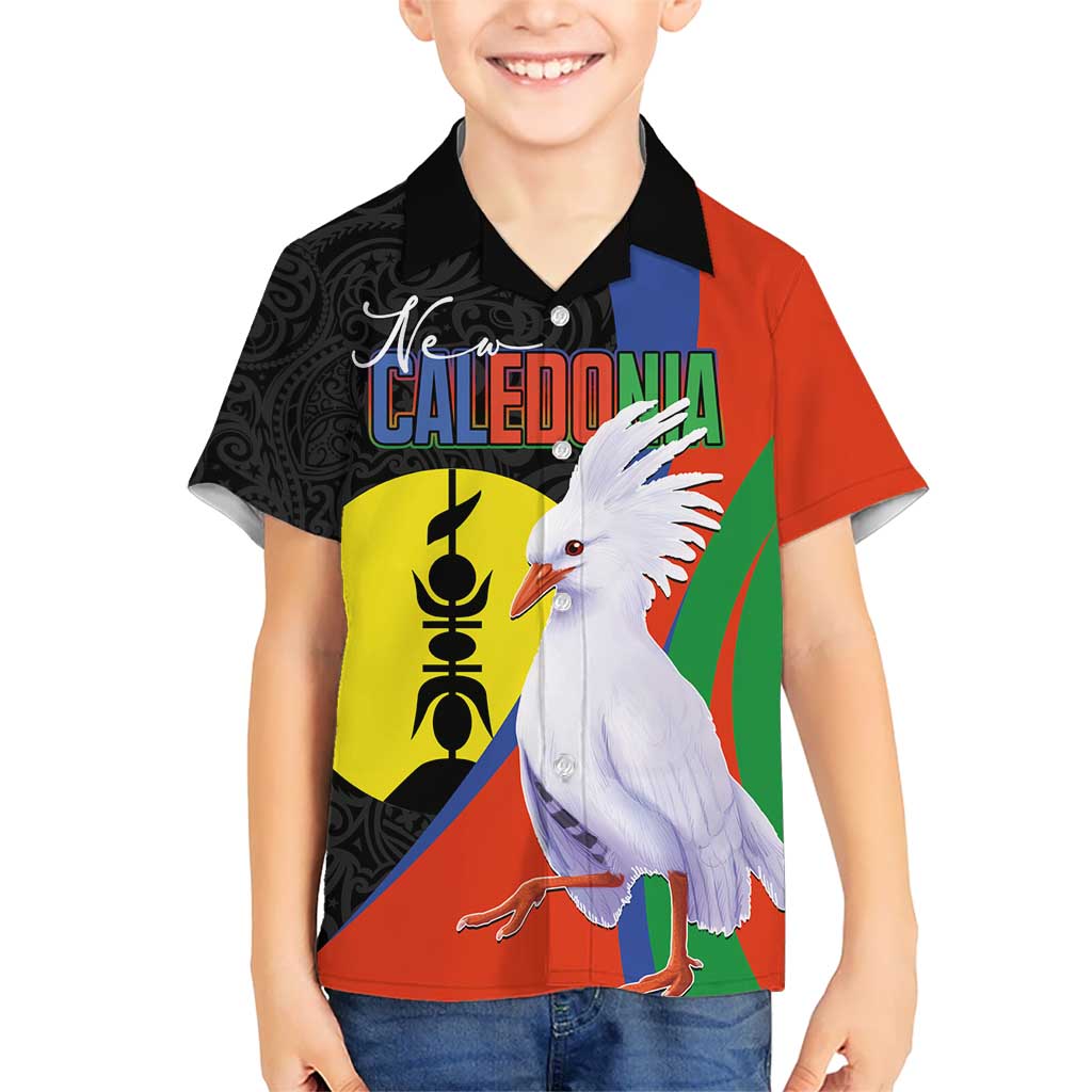New Caledonia Kid Hawaiian Shirt Kagu Bird and The Seal with Melanesian Culture LT03 Kid Black - Polynesian Pride