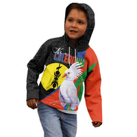 New Caledonia Kid Hoodie Kagu Bird and The Seal with Melanesian Culture - Polynesian Pride