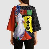 New Caledonia Kimono Sleeve Blouse Kagu Bird and The Seal with Melanesian Culture - Polynesian Pride