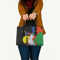 New Caledonia Leather Bag Kagu Bird and The Seal with Melanesian Culture - Polynesian Pride