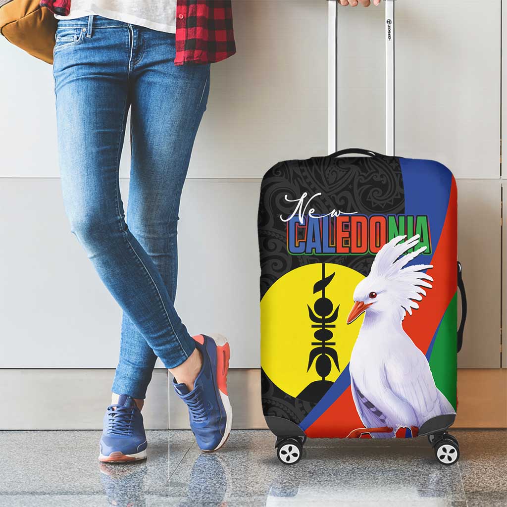 New Caledonia Luggage Cover Kagu Bird and The Seal with Melanesian Culture - Polynesian Pride