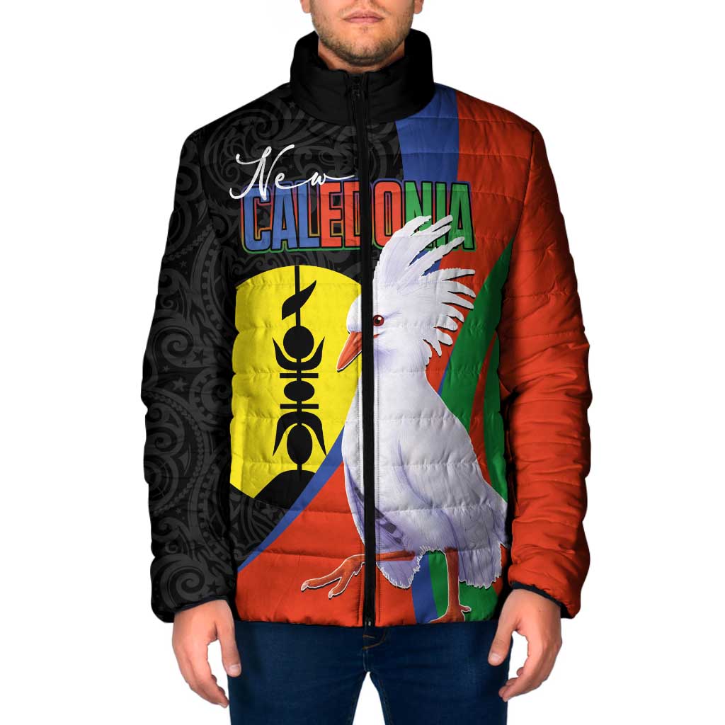 New Caledonia Padded Jacket Kagu Bird and The Seal with Melanesian Culture LT03 Men Black - Polynesian Pride