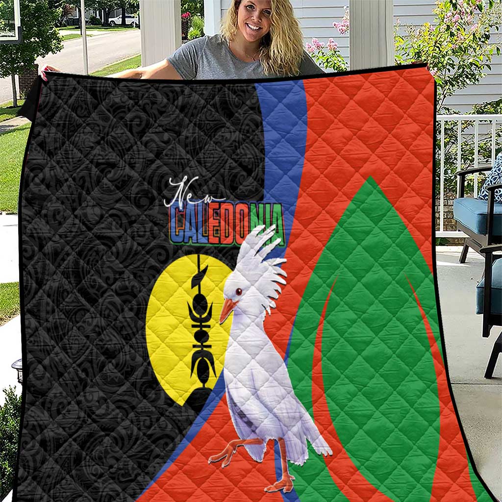 New Caledonia Quilt Kagu Bird and The Seal with Melanesian Culture LT03 Black - Polynesian Pride
