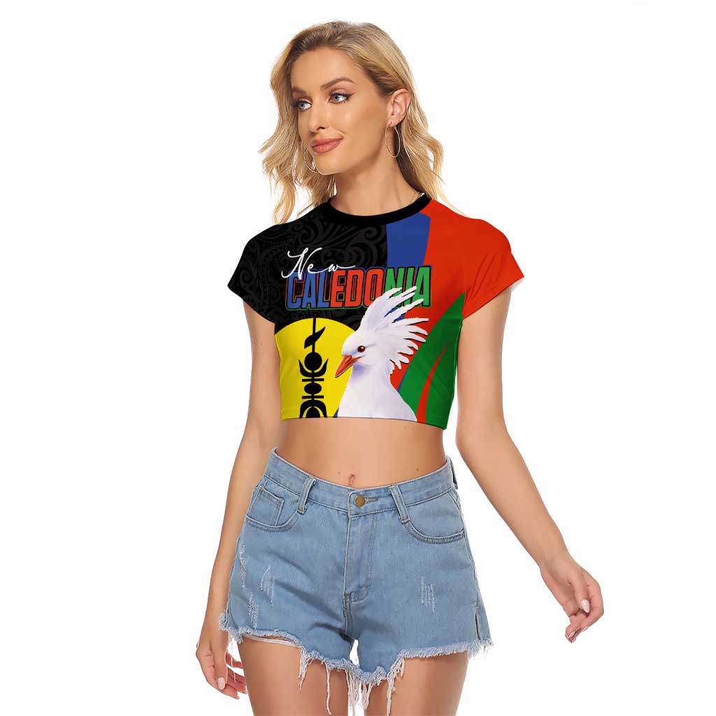 New Caledonia Raglan Cropped T Shirt Kagu Bird and The Seal with Melanesian Culture - Polynesian Pride