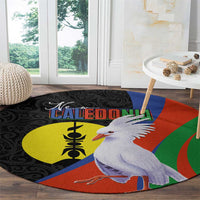 New Caledonia Round Carpet Kagu Bird and The Seal with Melanesian Culture - Polynesian Pride