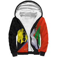 New Caledonia Sherpa Hoodie Kagu Bird and The Seal with Melanesian Culture - Polynesian Pride