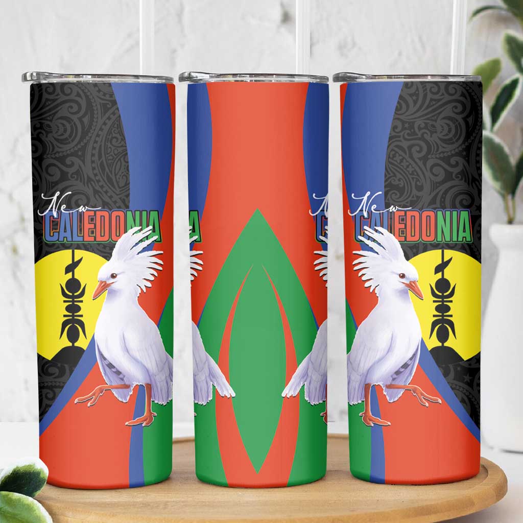 New Caledonia Skinny Tumbler Kagu Bird and The Seal with Melanesian Culture - Polynesian Pride