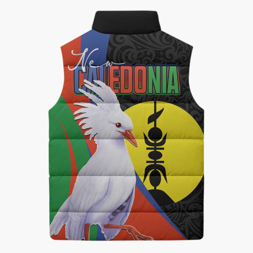 New Caledonia Sleeveless Puffer Jacket Kagu Bird and The Seal with Melanesian Culture - Polynesian Pride