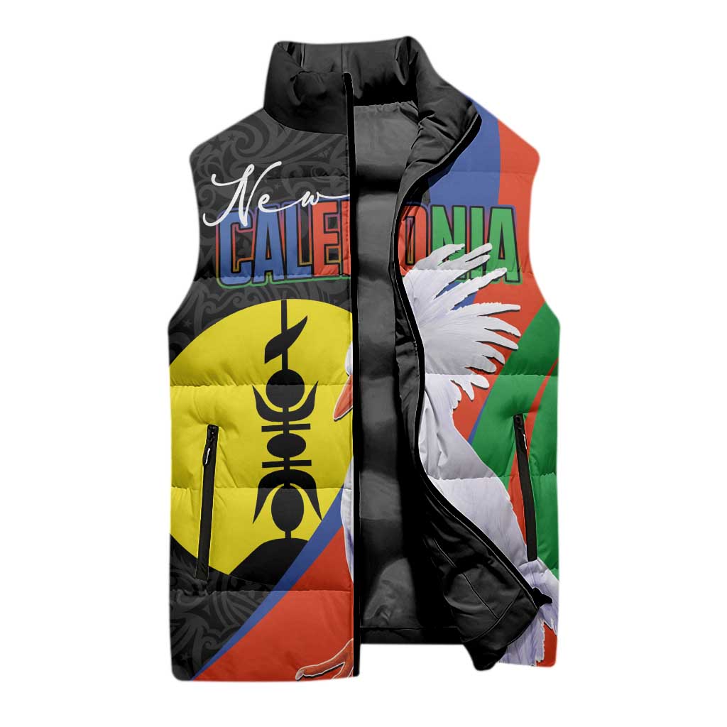New Caledonia Sleeveless Puffer Jacket Kagu Bird and The Seal with Melanesian Culture - Polynesian Pride