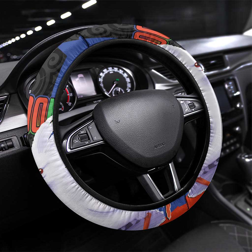 New Caledonia Steering Wheel Cover Kagu Bird and The Seal with Melanesian Culture - Polynesian Pride