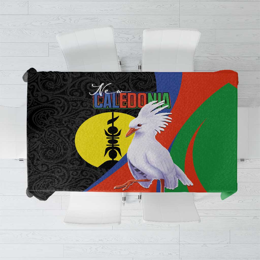 New Caledonia Tablecloth Kagu Bird and The Seal with Melanesian Culture LT03 Black - Polynesian Pride