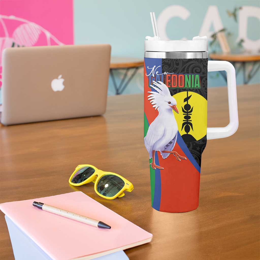 New Caledonia Tumbler With Handle Kagu Bird and The Seal with Melanesian Culture - Polynesian Pride