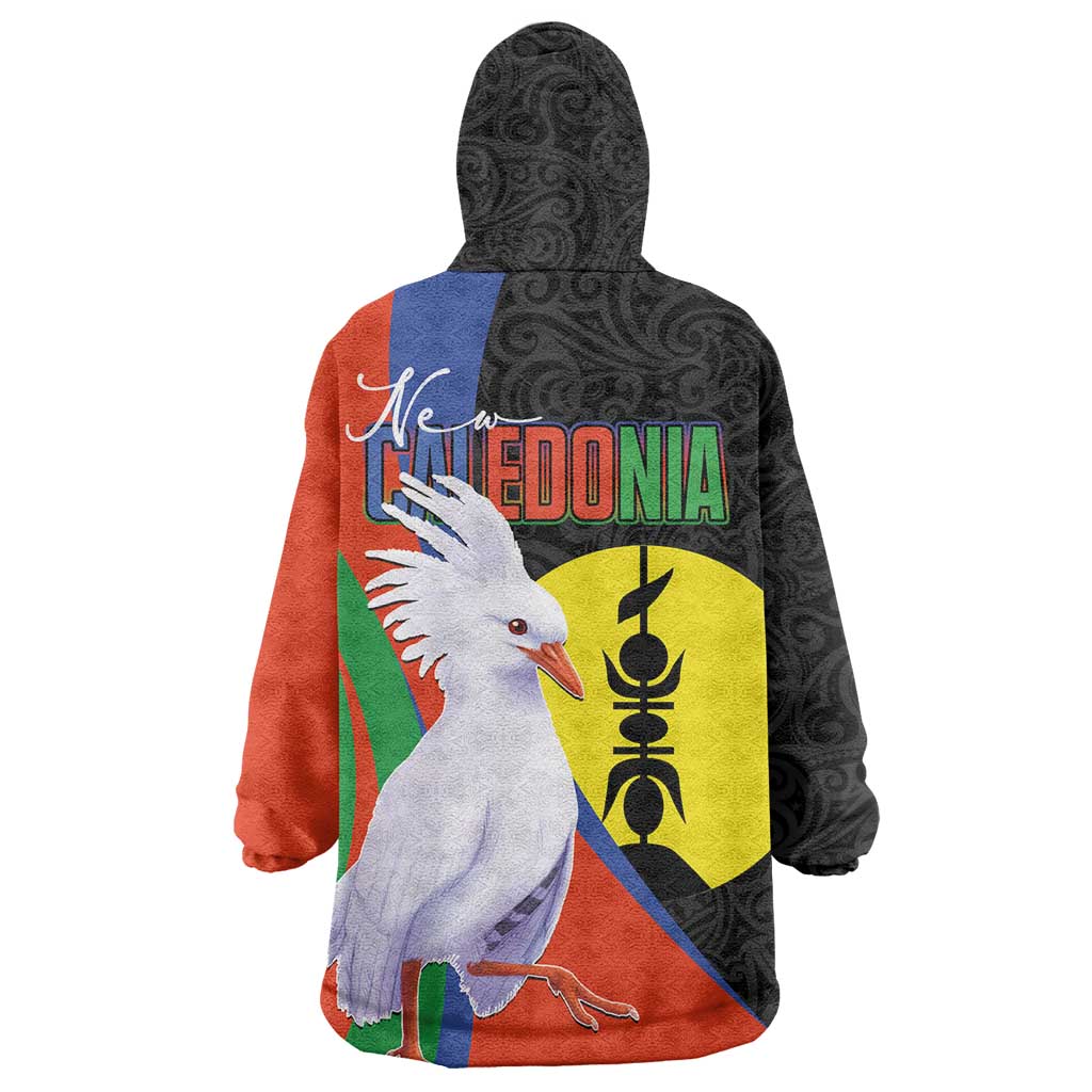 New Caledonia Wearable Blanket Hoodie Kagu Bird and The Seal with Melanesian Culture - Polynesian Pride