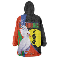 New Caledonia Wearable Blanket Hoodie Kagu Bird and The Seal with Melanesian Culture - Polynesian Pride
