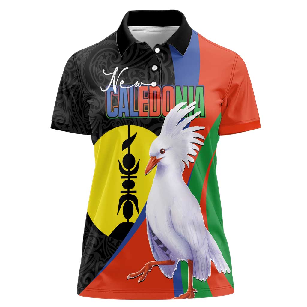 New Caledonia Women Polo Shirt Kagu Bird and The Seal with Melanesian Culture - Polynesian Pride