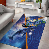 Marshall Islands Manit Day Area Rug Grunge National Flag with Whales and Tribal Tattoos - Polynesian Pride