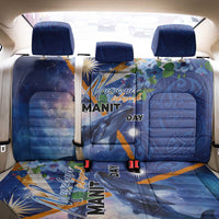 Marshall Islands Manit Day Back Car Seat Cover Grunge National Flag with Whales and Tribal Tattoos - Polynesian Pride