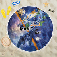 Marshall Islands Manit Day Beach Blanket Grunge National Flag with Whales and Tribal Tattoos - Polynesian Pride