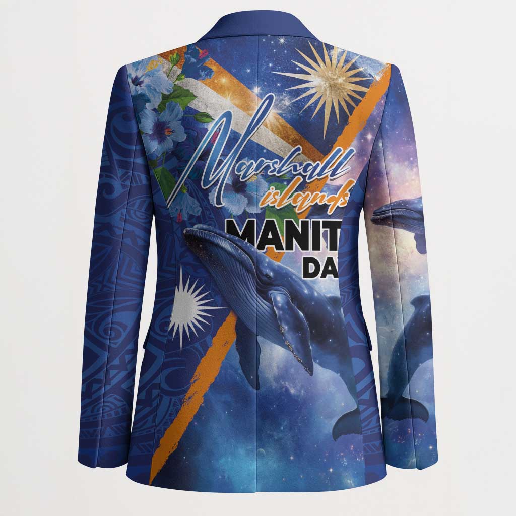 Marshall Islands Manit Day Blazer Grunge National Flag with Whales and Tribal Tattoos LT03 - Polynesian Pride