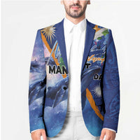Marshall Islands Manit Day Blazer Grunge National Flag with Whales and Tribal Tattoos LT03 - Polynesian Pride