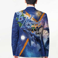 Marshall Islands Manit Day Blazer Grunge National Flag with Whales and Tribal Tattoos LT03 - Polynesian Pride