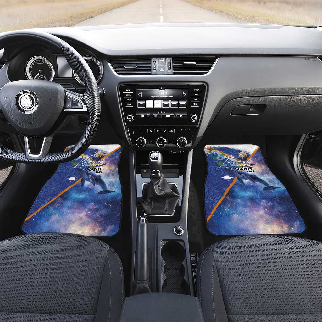 Marshall Islands Manit Day Car Mats Grunge National Flag with Whales and Tribal Tattoos - Polynesian Pride