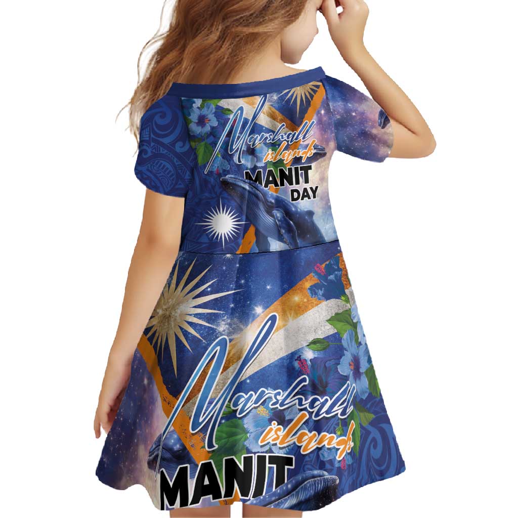 Marshall Islands Manit Day Family Matching Mermaid Dress and Hawaiian Shirt Grunge National Flag with Whales and Tribal Tattoos - Polynesian Pride