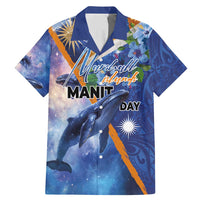 Marshall Islands Manit Day Family Matching Mermaid Dress and Hawaiian Shirt Grunge National Flag with Whales and Tribal Tattoos - Polynesian Pride