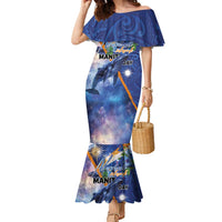 Marshall Islands Manit Day Family Matching Mermaid Dress and Hawaiian Shirt Grunge National Flag with Whales and Tribal Tattoos - Polynesian Pride