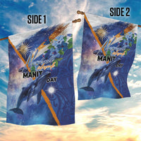 Marshall Islands Manit Day Garden Flag Grunge National Flag with Whales and Tribal Tattoos - Polynesian Pride
