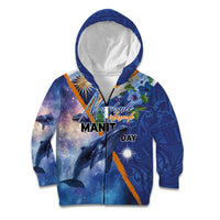 Marshall Islands Manit Day Kid Hoodie Grunge National Flag with Whales and Tribal Tattoos - Polynesian Pride