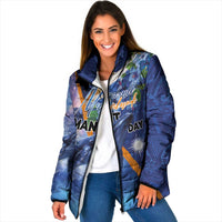 Marshall Islands Manit Day Padded Jacket Grunge National Flag with Whales and Tribal Tattoos - Polynesian Pride