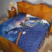 Marshall Islands Manit Day Quilt Grunge National Flag with Whales and Tribal Tattoos - Polynesian Pride