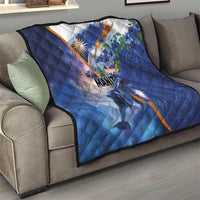 Marshall Islands Manit Day Quilt Grunge National Flag with Whales and Tribal Tattoos - Polynesian Pride