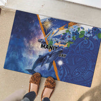 Marshall Islands Manit Day Rubber Doormat Grunge National Flag with Whales and Tribal Tattoos - Polynesian Pride