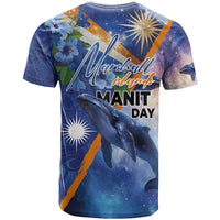 Marshall Islands Manit Day T Shirt Grunge National Flag with Whales and Tribal Tattoos - Polynesian Pride
