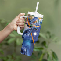 Marshall Islands Manit Day Tumbler With Handle Grunge National Flag with Whales and Tribal Tattoos - Polynesian Pride